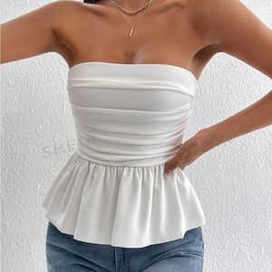 SHEIN White Peplum Top